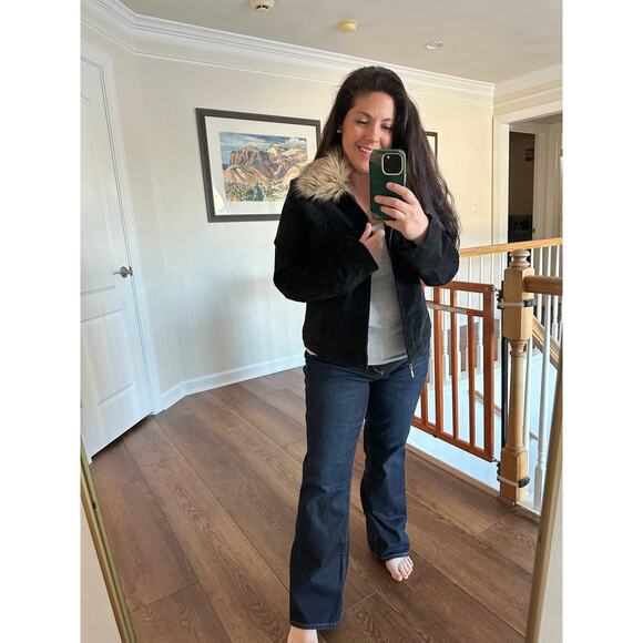 VINTAGE Uniform John Paul Richard’s Suede Jacket Faux Fur Collar L - Picture 2 of 16